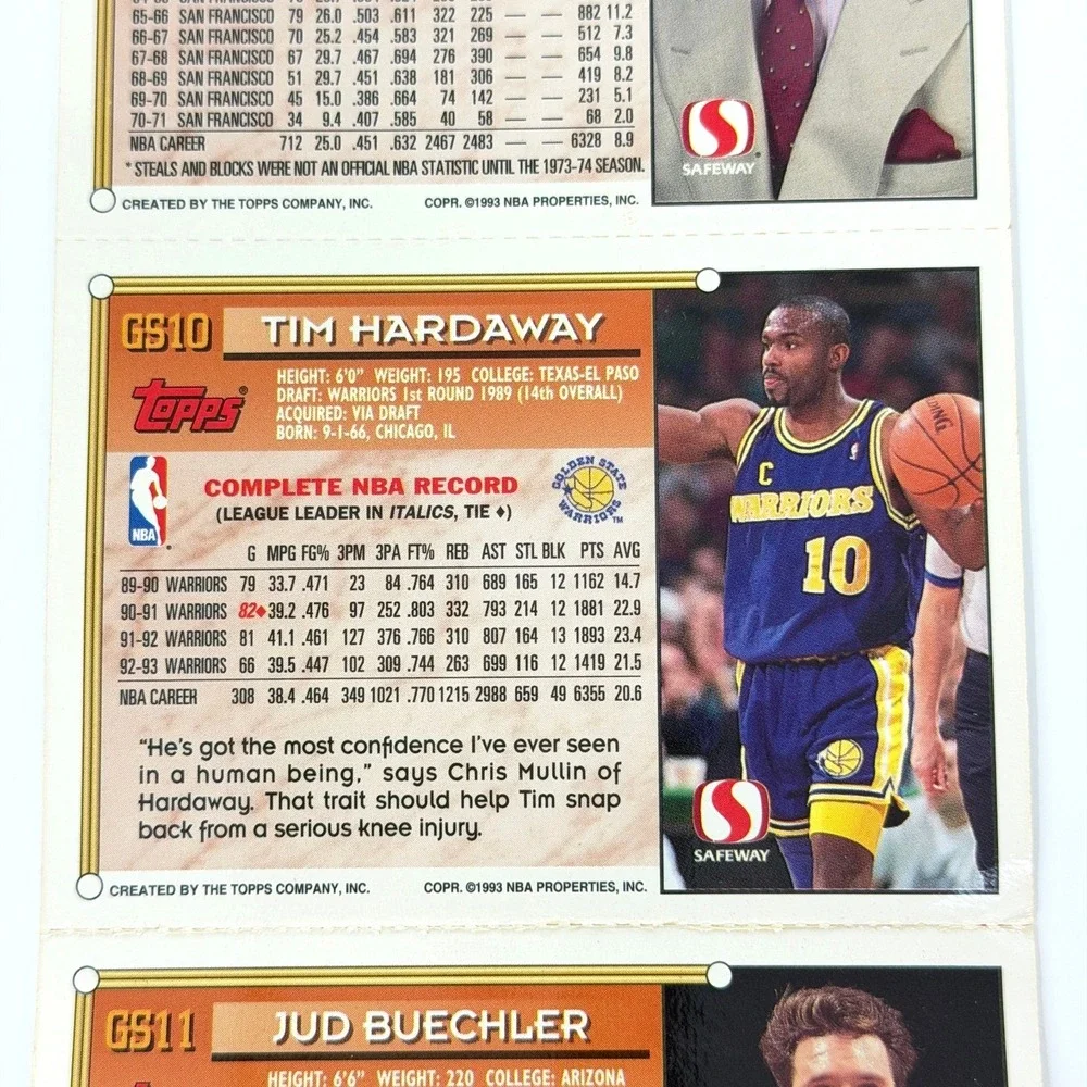 Topps Safeway Warriors Strip 1993 GS9 GS12 Hardaway Attles Buechler Alexander - Picture 9 of 11